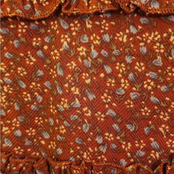 Lulus Admire You Orange Floral Print Ruffled Long Sleeve Mini Dress Size XS - Picture 7 of 9